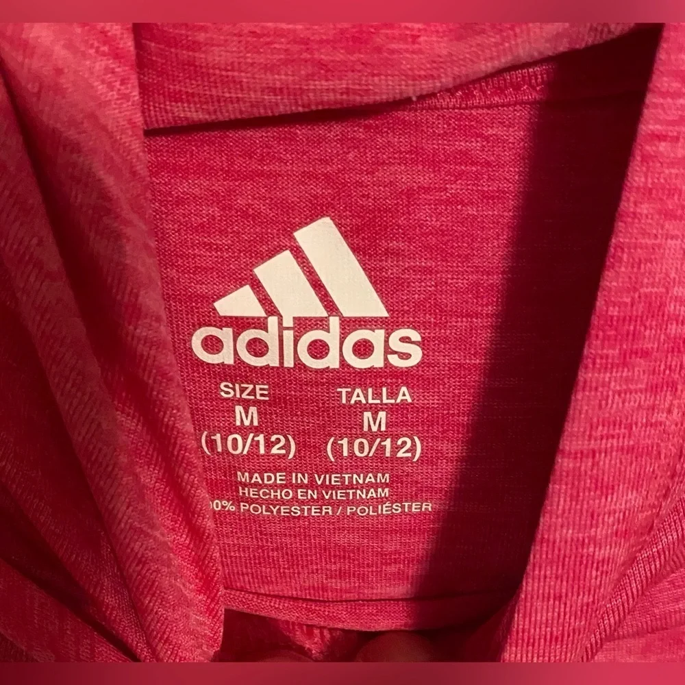Adidas girls activewear top with ruffle bottom & hood, M (10-12) - Picture 3 of 4